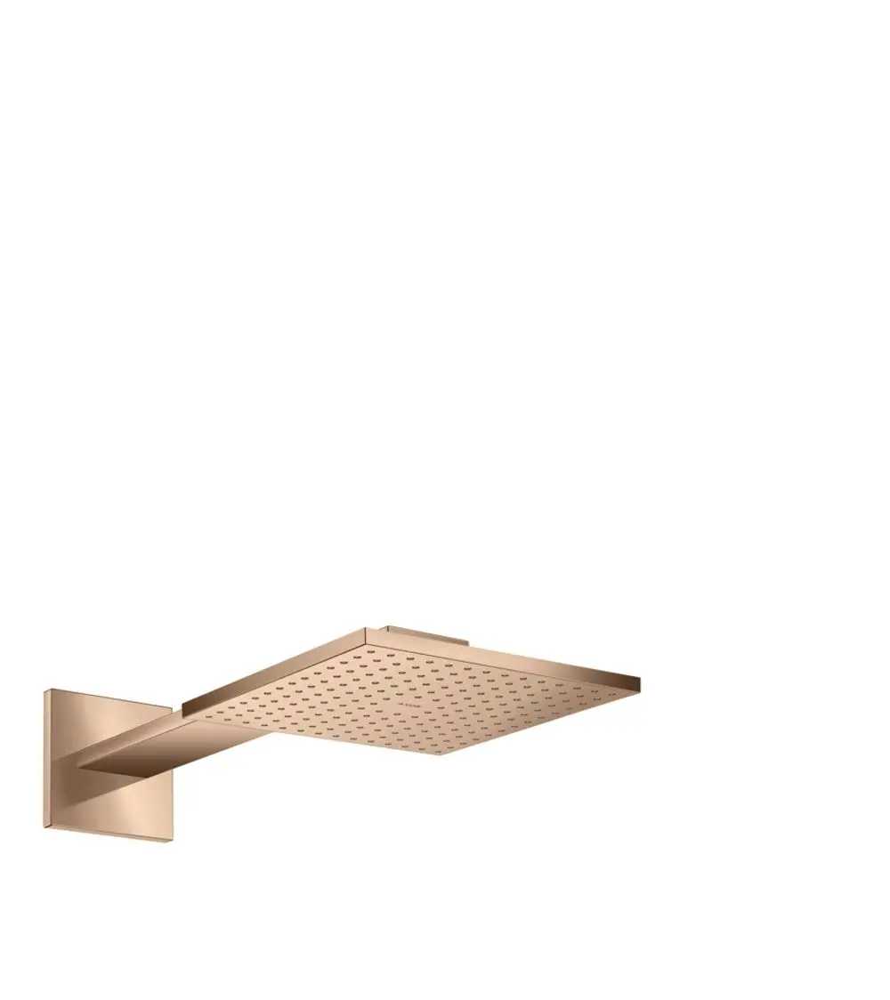 Wandmontierte Kopfbrause in Polished Red Gold mit quadratischer Fläche und klassischen Brauseöffnungen, hergestellt von AXOR.